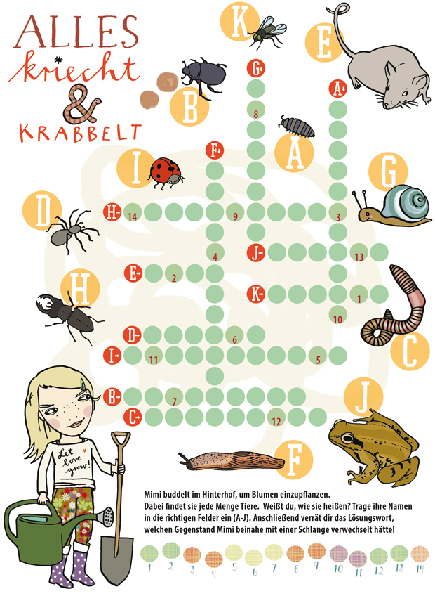 Kinderrätsel im HIMBEER Familienmagazin: Krabbeltiere im Hinterhof